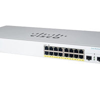 CBS220-16P-2G-NA - Cisco Business 220 Smart Switch, 16 PoE+ Port, 130 watt, w/SFP Uplink - Refurb'd