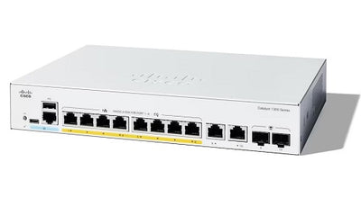 C1300-8P-E-2G - Cisco Catalyst 1300 Switch, 8 Port PoE+, 2x1G Combo Uplinks, 67w, External PSU - Refurb'd
