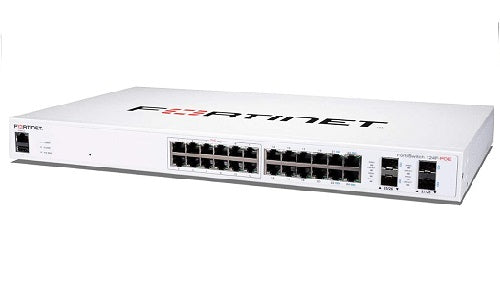 FS-124F-POE - Fortinet FortiSwitch 124F Switch, 24 Port GE RJ45 PoE+, 4x 10GE SFP+ Uplink, 185w - Refurb'd