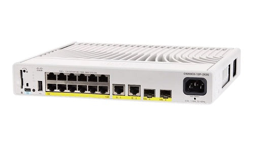 C9200CX-12P-2X2G-A - Cisco Catalyst 9200CX Compact Switch 12 Port PoE+, Network Advantage - Refurb'd