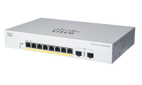 CBS220-8P-E-2G-NA - Cisco Business 220 Smart Switch, 8 Port PoE+, 65 watt, w/SFP Fixed Uplink - New