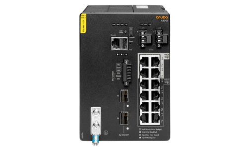 JL817A - HPE Aruba CX 4100i DIN Mount Switch, 12 PoE Port, 2 SFP+ Port - Refurb'd