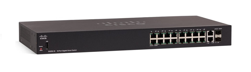 SG250-18-K9-NA - Cisco SG250-18 Smart Switch, 16 Gigabit/2 SFP Combo Ports - New