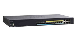 SG350X-12PMV-K9-NA - Cisco SG350X-12PMV Stackable Managed Switch, 12 2.5G PoE+ with 2 10Gig/10Gig SFP+ Combo and 2 SFP+ Ports, 375w PoE - New