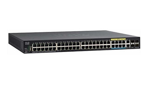 SG350X-48PV-K9-NA - Cisco SG350X-48PV Stackable Managed Switch, 40 Gigabit PoE+ with 8 5Gig PoE+ and 4 10Gig Ports, 740w PoE - New