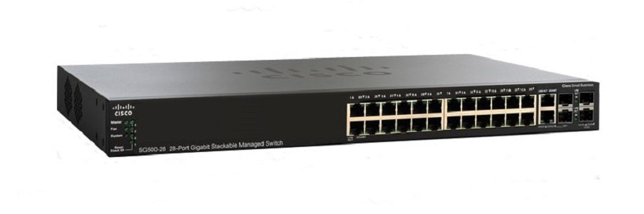 SG500-28-K9-NA - Cisco SG500-28 Stackable Managed Switch, 24 Gigabit and 4 Gigabit Ethernet Ports - Refurb'd