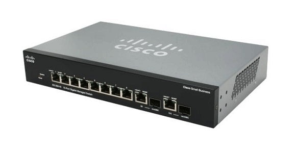 SRW2008P-K9-NA - Cisco Small Business SG300-10P Managed Switch, 8 Gigabit/2 Combo Mini GBIC Ports, 62w PoE - Refurb'd