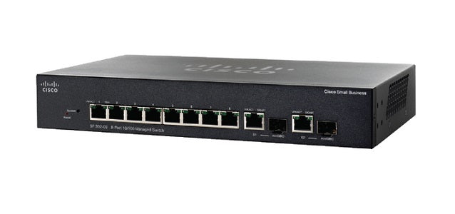 SRW208P-K9-NA - Cisco Small Business SF302-08P Managed Switch, 8 Port 10/100 w/Gigabit Uplinks, 62w PoE - New